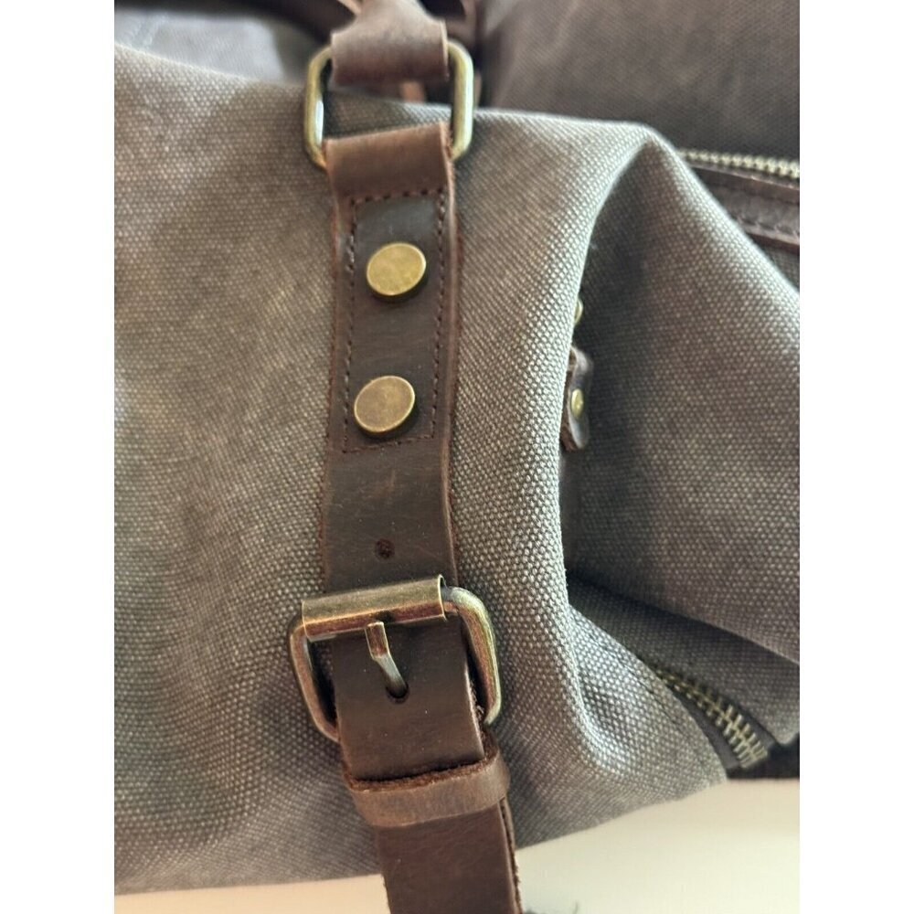 Hudson Cole Oversized Canvas Duffle With Leather Trim EUC - Picture 10 of 12